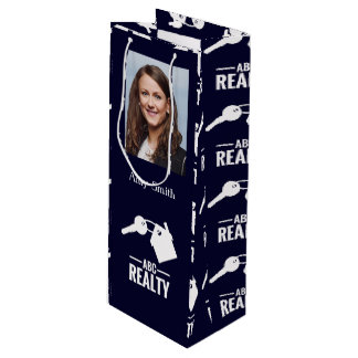 Realtor Photo Navy Logo Wine Gift Bag