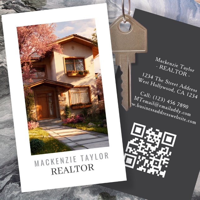 Realtor Photo Professional Personalized QR Code Business Card (Realtor Photo Professional Personalized QR Code Business Card by Ricaso. Real estate seller cards)