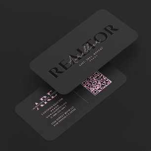 Realtor Pink Black Mortgage Broker Minimal Business Card