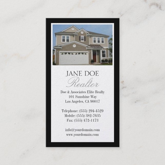 Realtor Platinum Photo Script Border Business Card (Front)