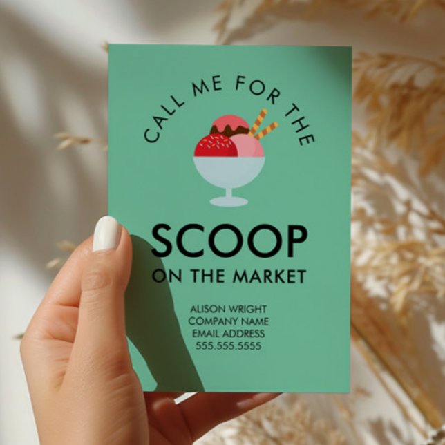 Realtor Pop By Call Me for the Scoop Ice Cream Postcard (Creator Uploaded)
