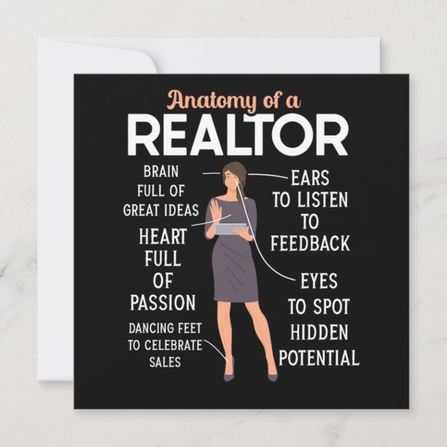 Realtor Real Estate Agent Anatomy Of A Realtor Cut Invitation (Front)