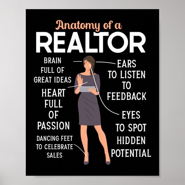 Realtor Real Estate Agent Anatomy Of A Realtor Poster (Front)