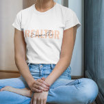 Realtor Real Estate Agent Blush Pink Monogram T-Shirt<br><div class="desc">A personalised monogram design for a real estate agent using modern block typography "realtor" in blush pink and you own name in handwritten script typography.</div>