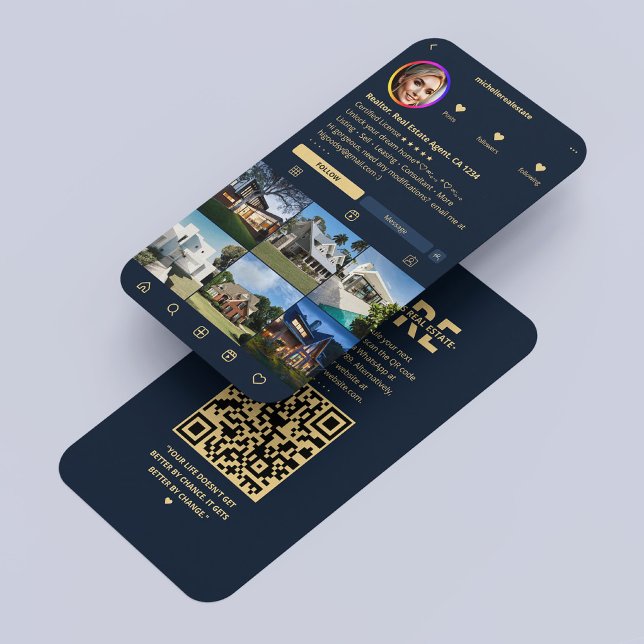 Realtor Real Estate Agent IG Navy Blue Modern  Business Card (Realtor Real Estate Agent IG Navy Blue Modern Business Card
)
