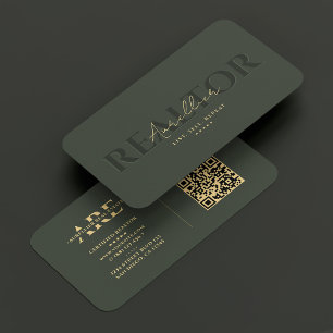 Realtor Real Estate Agent Monogram Green Modern Business Card