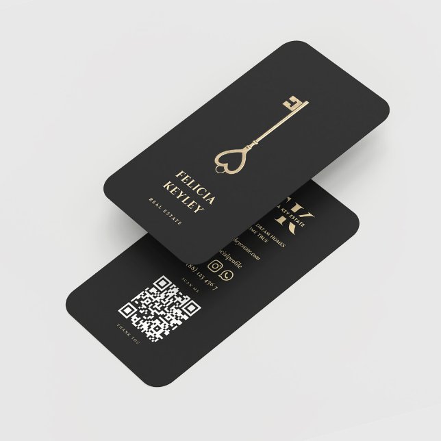 Realtor Real Estate Monogram Modern Black Gold Business Card (Realtor Real Estate Monogram Modern Black Gold Business Card
)