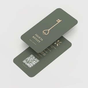 Realtor Real Estate Monogram Modern Sage Green Business Card