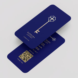 Realtor Real Estate Royal Blue Gold Key Luxury Business Card