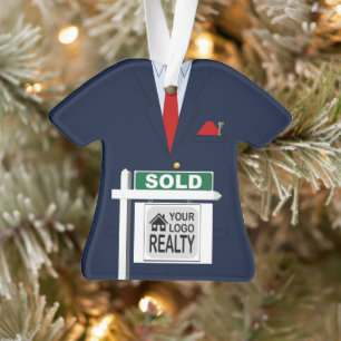 Realtor Red Tie Sold Sign Personalized Ornament