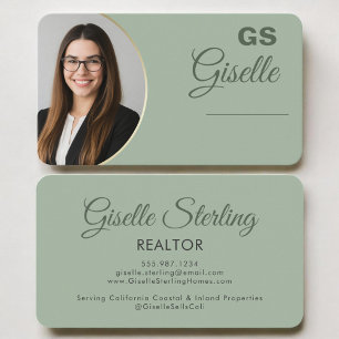 Realtor Sage Green Photo Business Card