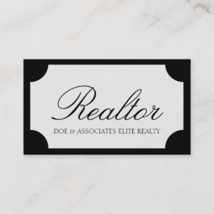 Realtor Script Black/White Plaque Business Card