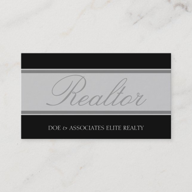 Realtor Script Silver Banner Business Card (Front)