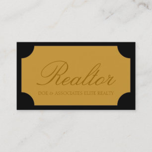Realtor Script Yellow Gold Plaque Business Card