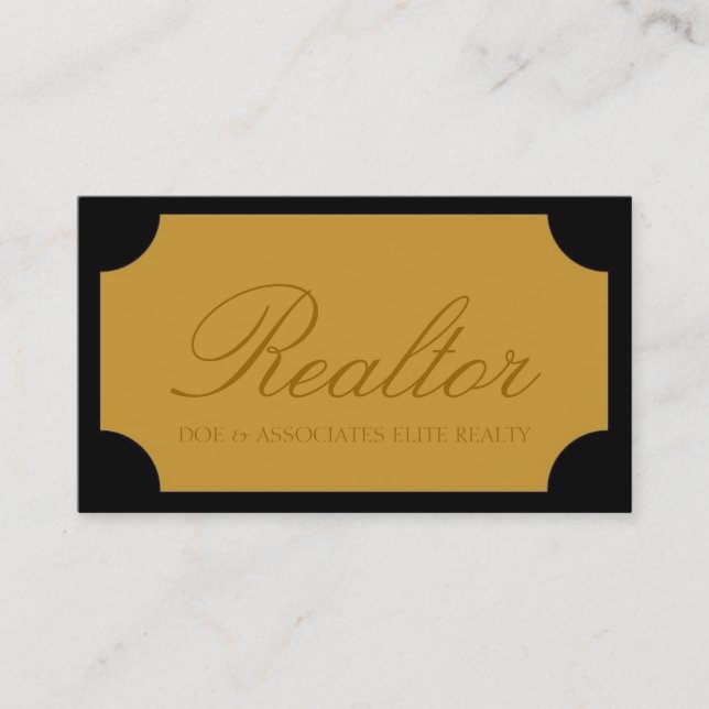 Realtor Script Yellow Gold Plaque Business Card (Front)