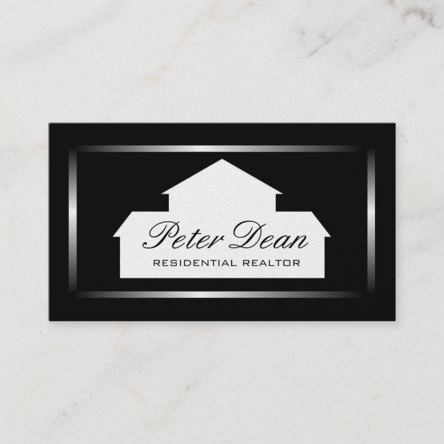 Realtor Silver Metal Metallic Border Business Card (Front)