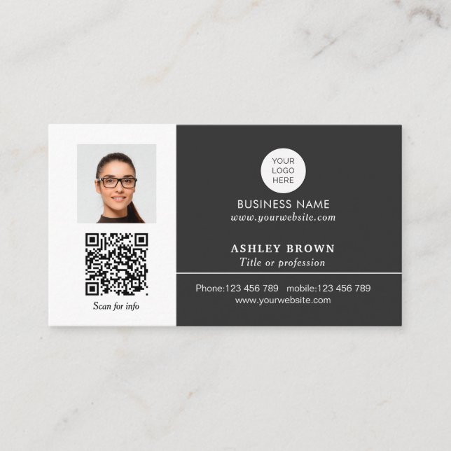 Realtor Simple Modern Professional QR code photo Business Card (Front)