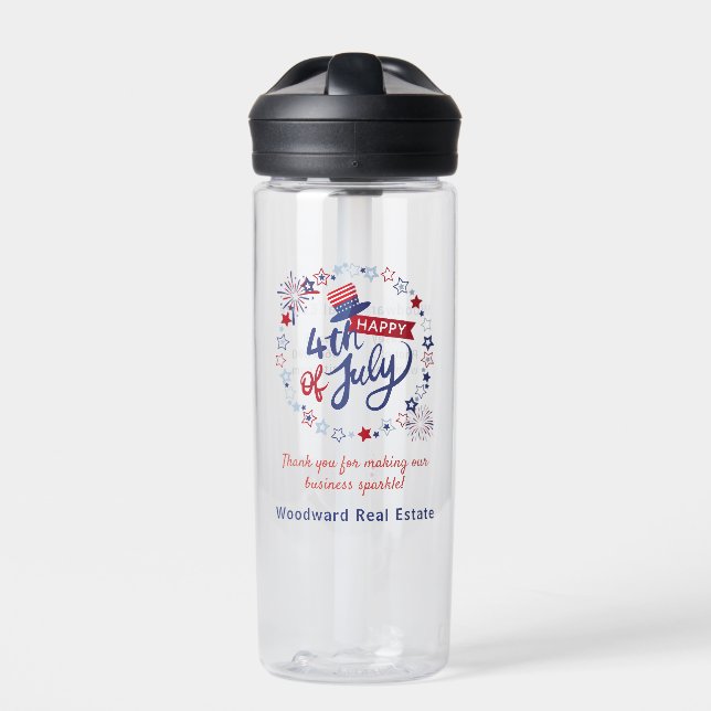 Realtor Thank You | Summer Patriotic 4th of July  Water Bottle (Front)
