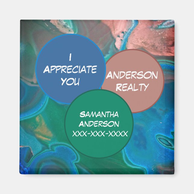 Realtor Thanks Blue Gemstone Realty Business Promo Magnet (Front)