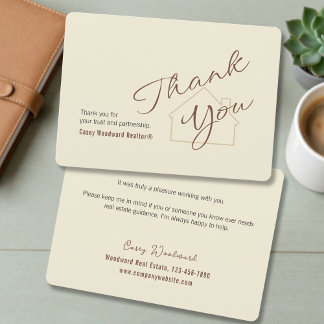 Realtor to Clients | Minimalist Script Thank You  Card