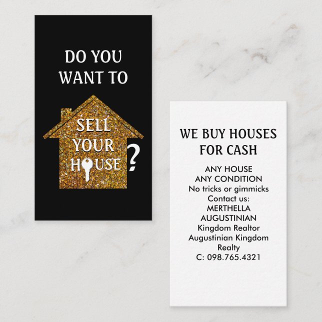 Realtor WE BUY HOUSES Business Card (Front/Back)