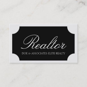 Realtor White Script /Black Plaque Business Card