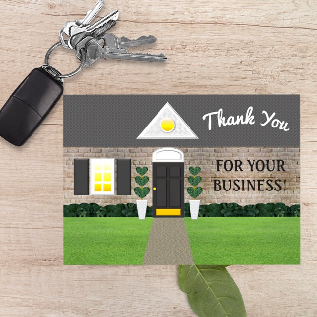 Realtor Whitewashed Brick House Thank You Card (Creator Uploaded)