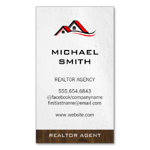 Realtor Wood Trim   Home Rooftops Magnetic Business Card
