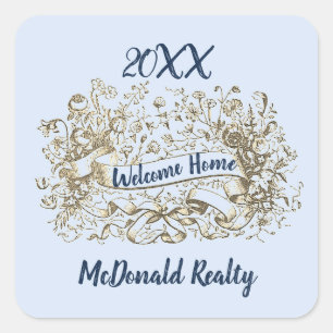 Realty Business Vintage Welcome Home Realtor Square Sticker
