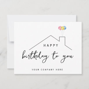 Realty Happy Birthday House Balloons  Card