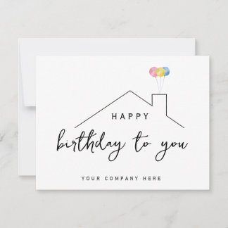 Realty Happy Birthday House Balloons  Card