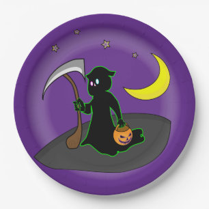 Reaper, Axe, Moon Halloween Paper Plates