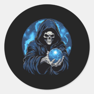 Reaper Death Skeleton Halloween  Classic Round Sticker