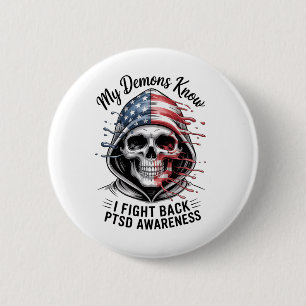 Reaper Ptsd My Demons Know I Fight Mental Health A 6 Cm Round Badge