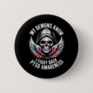 Reaper Ptsd My Demons Know I Fight Mental Health A 6 Cm Round Badge