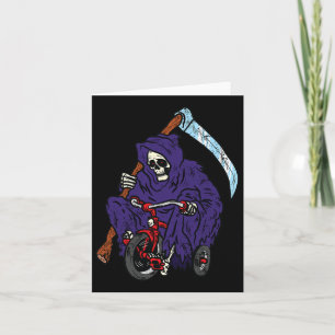 Reaper Riding Bicycle Halloween Spooky Skeleton Bo Card