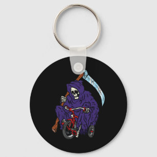 Reaper Riding Bicycle Halloween Spooky Skeleton Bo Key Ring