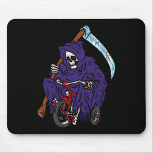 Reaper Riding Bicycle Halloween Spooky Skeleton Bo Mouse Pad