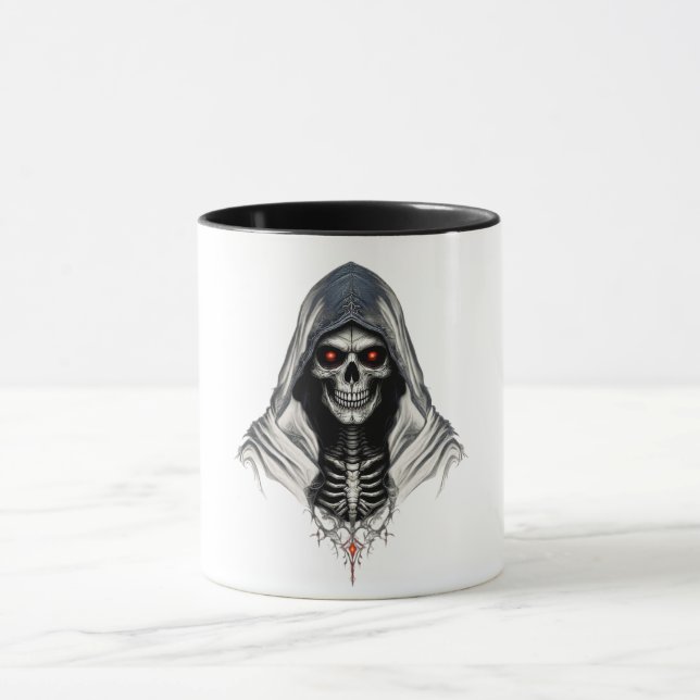 "Reaper Skull Mug - Gothic & Dark Art Coffee Cup" (Center)