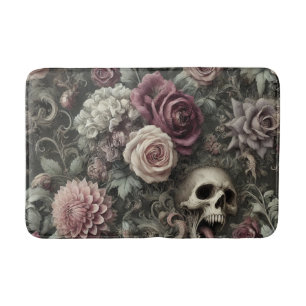 Reaping in the Roses – Gothic Floral Skull  Bath Mat