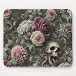 Reaping in the Roses – Gothic Floral Skull  Mouse Pad