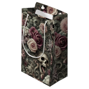 Reaping in the Roses – Gothic Floral Skull Small Gift Bag