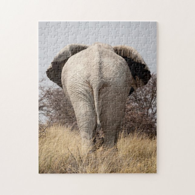 Rear view of elephant jigsaw puzzle (Vertical)