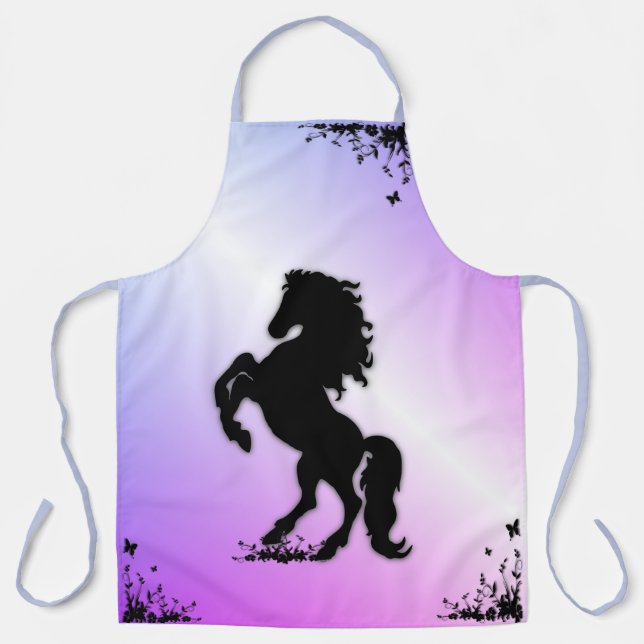 Rearing Black Stallion Apron (Front)
