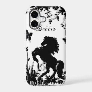 Rearing Black Stallion / Horse on White