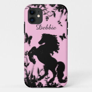 Rearing Black Stallion / Horse Personalised iPhone 11 Case