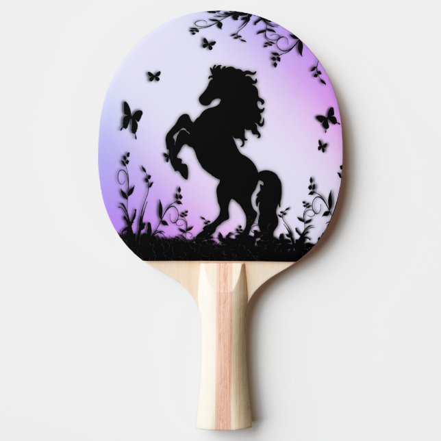 Rearing Black Stallion Ping Pong Paddle (Front)