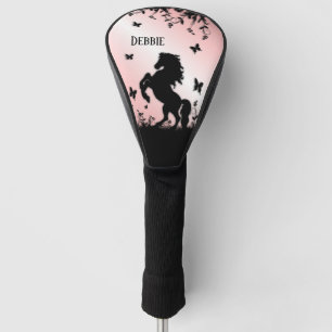 Rearing Black Stallion Pink Golf Head Cover