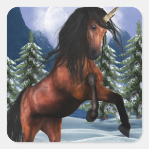 Rearing Chestnut Unicorn Stickers