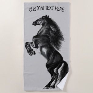 Rearing Horse Beach Towel - Custom Text and Colour